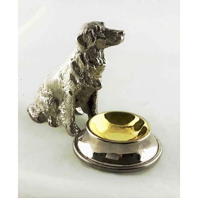2000 - 2009 2000s Metal Retriever Dog With Dish Gilded Open Salt For Sale - Image 5 of 8