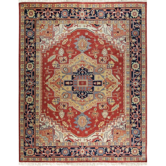 8x10 Harlow Oriental Coral Geometric Medallion Modern Hand Knotted Wool Carpet Rug For Sale - Image 10 of 10