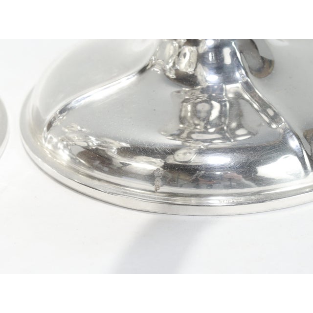 Pair of Danish Modern Silver-Plated Candelabra/Candlesticks by Carl Christiansen For Sale - Image 4 of 10