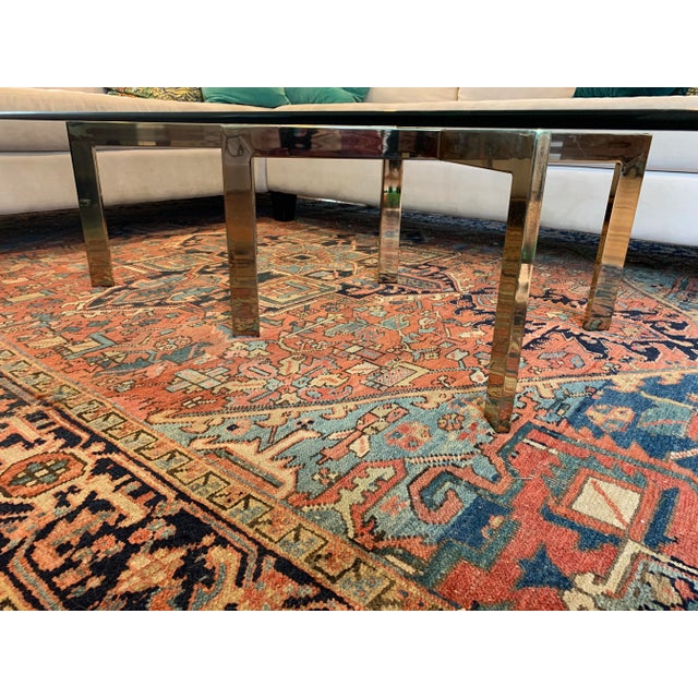 1970s Milo Baughman, Thayer Coggin Brass Double X Coffee Table For Sale - Image 5 of 11
