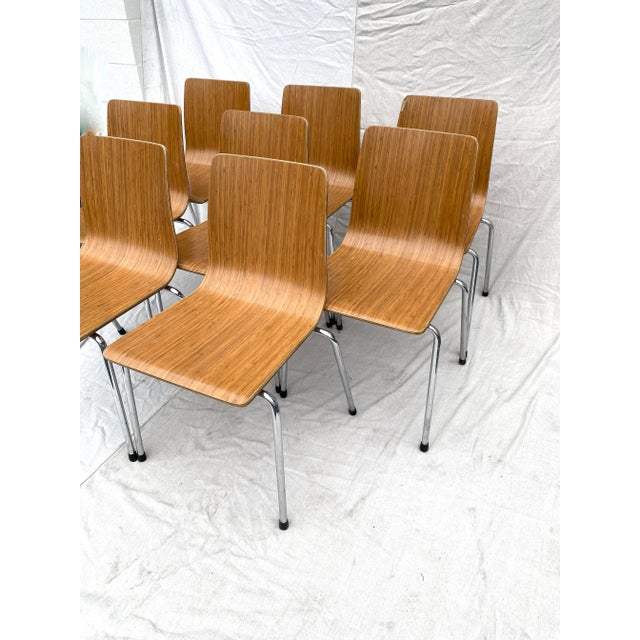 1960s Industrial Molded Plywood Dining Chairs - Set of 8 For Sale In Los Angeles - Image 6 of 7