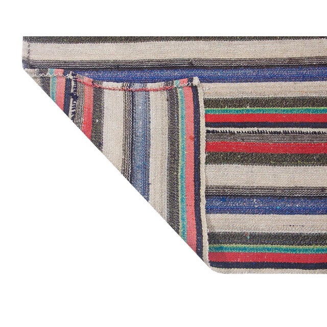 Mid 20th Century Striped Vintage Decorative Kilim Rug For Sale - Image 5 of 6