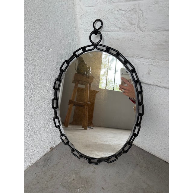 Oval Brutalist Chain Mirror, 1950 For Sale - Image 16 of 18