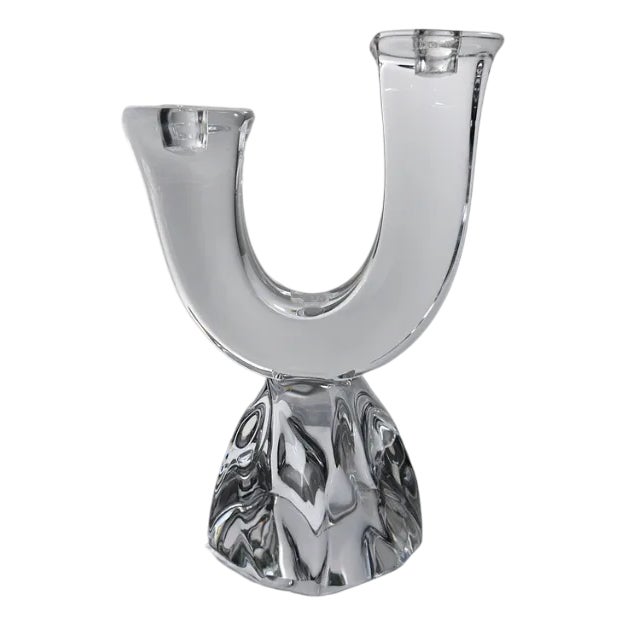 Vintage Crystal Glass Candleholder by Jean Daum for Daum, France, 1960s For Sale
