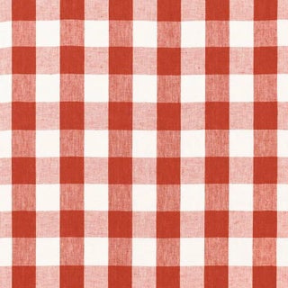 Sample - Schumacher Key West Check Fabric in Persimmon For Sale