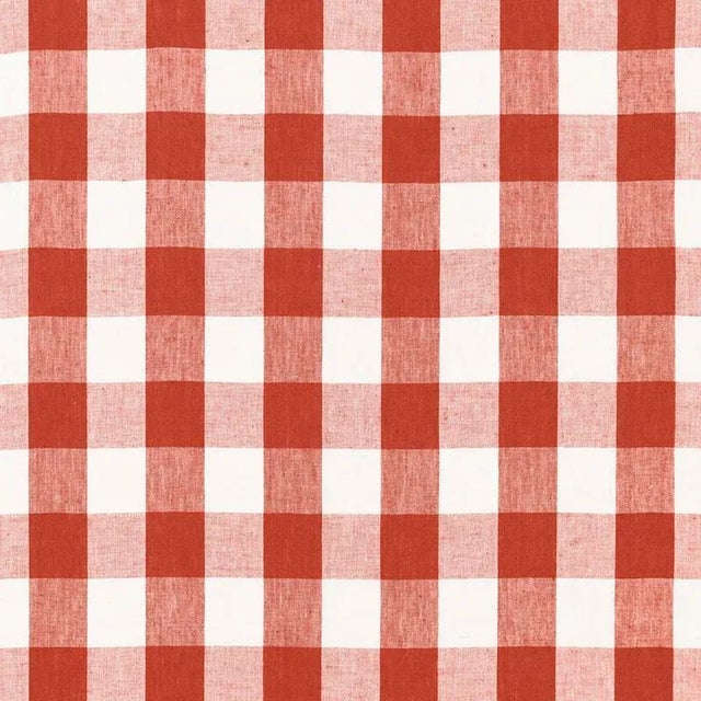 Sample - Schumacher Key West Check Fabric in Persimmon For Sale