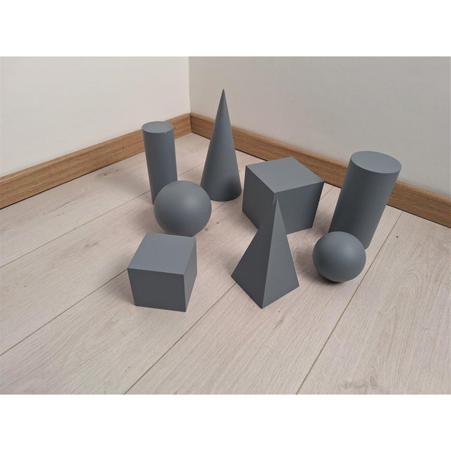 Wooden Geometric-Shape Ornaments in Light Blue Lacquer from Molteni, 1990s, Set of 8 For Sale - Image 10 of 14