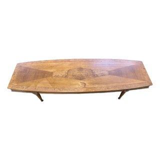 Vintage Mid Century Burled Walnut Surfboard Coffee Table For Sale