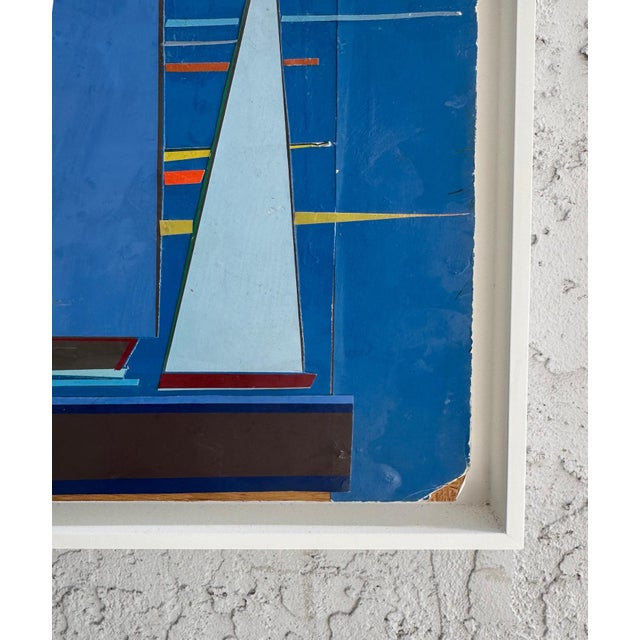 Vintage Mixed Media Abstract Sailboat Collage, Victor Vi Cassanelli, Listed Artist For Sale In Miami - Image 6 of 8