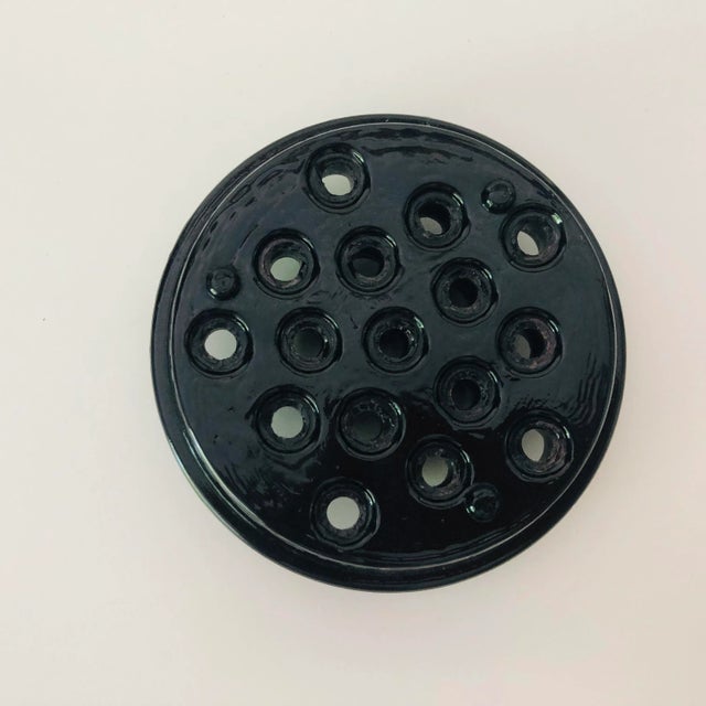 1960s Midcentury Black Amethyst Glass Flower Frog For Sale - Image 5 of 6