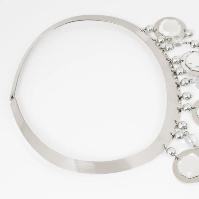 Louis Feraud Paris Chrome and Mirrors Space Age Necklace For Sale - Image 10 of 16