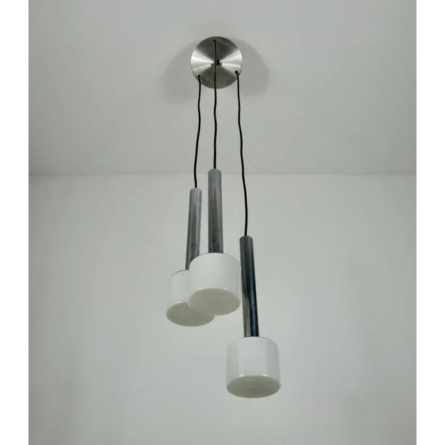 Chrome and Opal Glass Cascade Pendant Lamp, Germany, 1970s For Sale - Image 4 of 11
