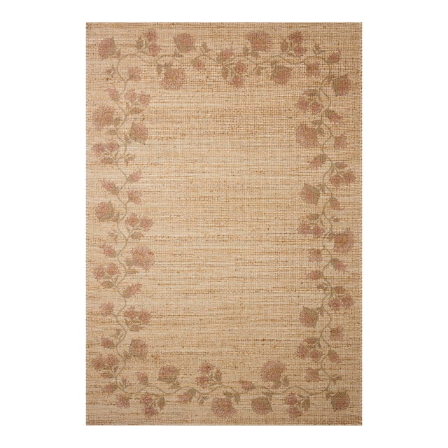 Chris Loves Julia x Loloi Rue Natural / Multi 2'-3" x 3'-9" Accent Rug For Sale