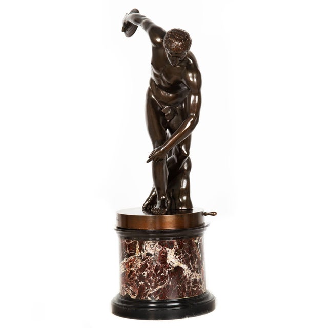 Grand Tour Antique Italian Grand Tour Bronze Sculpture “Disc Thrower” or Discobolus For Sale - Image 3 of 18