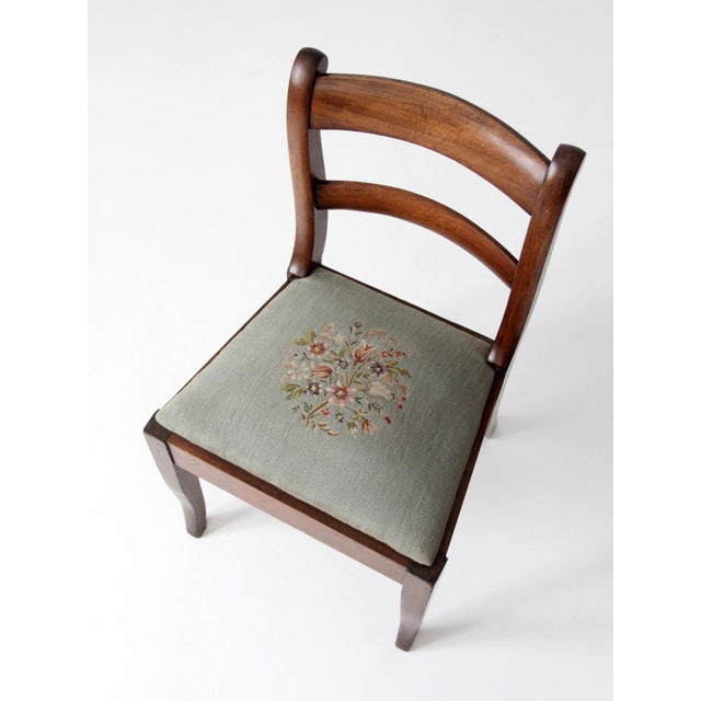 Antique French Country Ladder Back Chair With Needlepoint Seat For Sale - Image 10 of 12