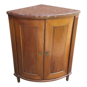 18th Century French Bowfront Corner Armoire With Marble Top