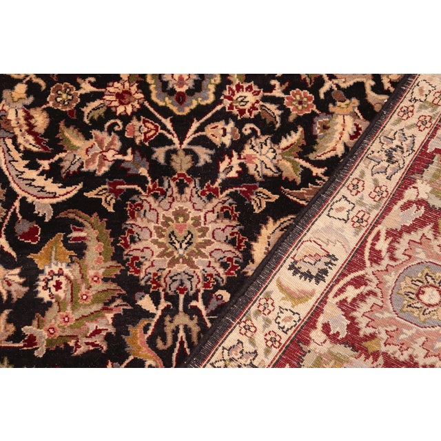 Textile Floral 1990's Agra Pak-Persian Black/Red Wool Rug - 6'0'' X 9'2'' For Sale - Image 7 of 9