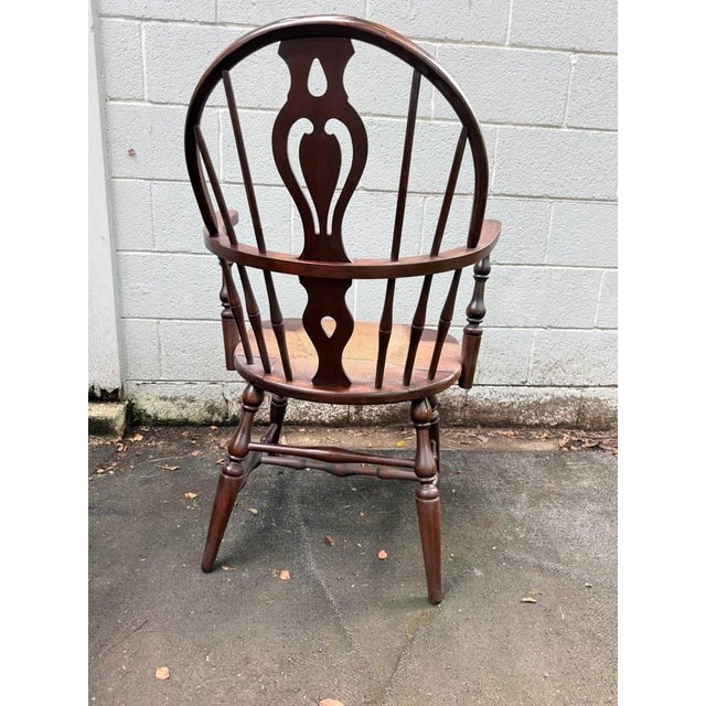 Wood Vintage Windsor-Style Hoop-Back Rush Seat Armchair For Sale - Image 7 of 15
