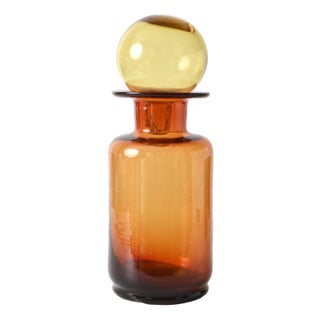 Mid-Century Italian Amber Glass Carafe from Empoli, 1960s For Sale