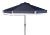 Fringe 9 Ft Crank Outdoor Push Button Tilt Umbrella in Navy & White For Sale