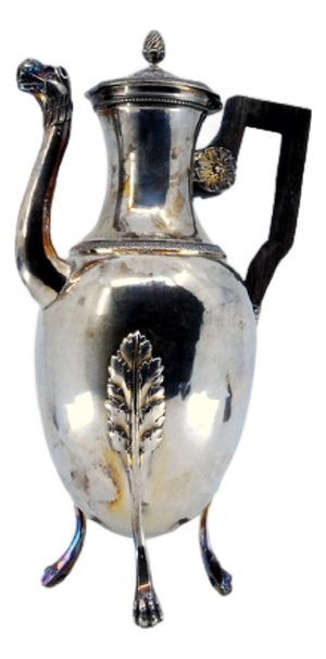 Silver Kettle with Spout in the Shape of Animals Head and Wooden Handle