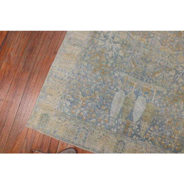 19th Century Light Blue Antique Pictorial Rug, 4'6'' X 6'3'' For Sale - Image 4 of 10