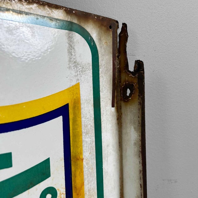 Shōwa Era Green Stamp Hanging Sign in Enamel, Japan, 1970s For Sale - Image 13 of 14