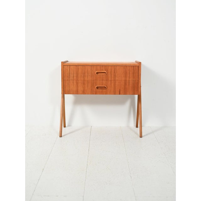 Scandinavian Teak Bedside Table with Two Drawers, 1960s For Sale - Image 11 of 11