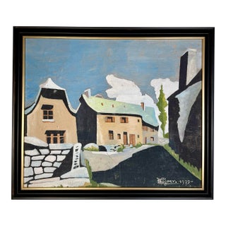 Vintage French Framed Painting on Wood signed by Wagner,1979 For Sale
