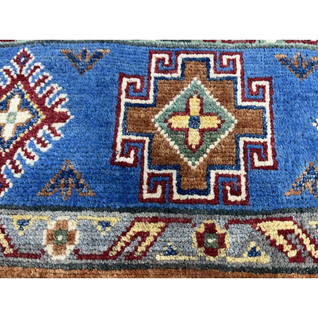 Rust and Blue Kazak Wool Rug With Center Medallion, 4'11" X 7'1" For Sale - Image 10 of 16