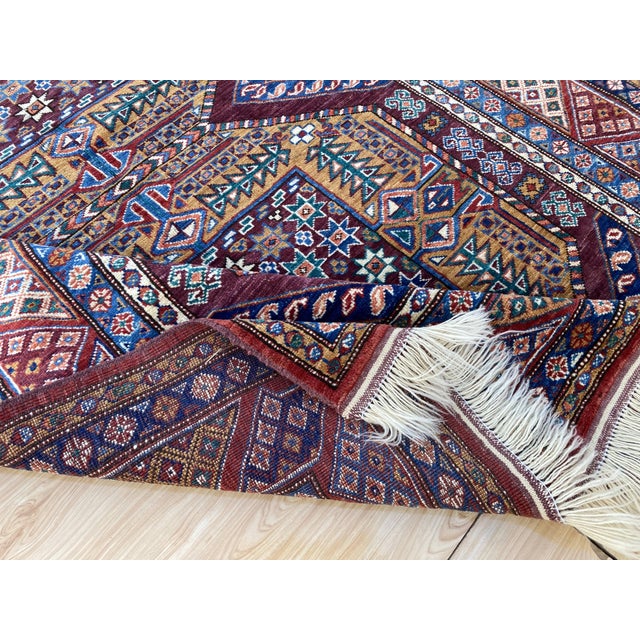 Terra Cotta 5x7 Ft. Lori Pambak Kazak Design Rug, Gold Aubergine Wool For Sale - Image 8 of 9