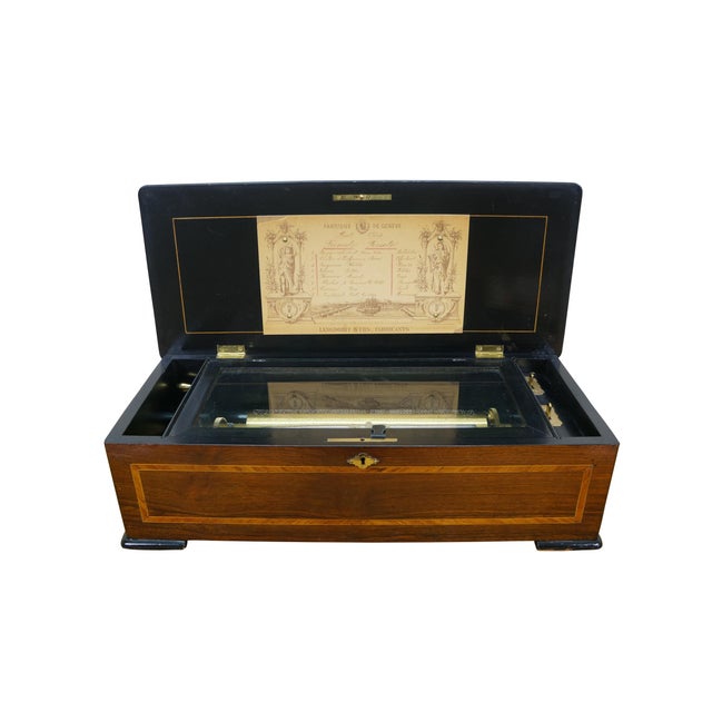 Traditional Antique Swiss Langdorff & Fils 8 Tune Niut Airs Marquetry Music Box For Sale - Image 3 of 18