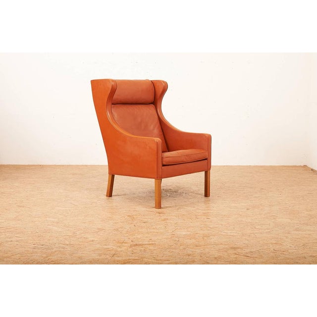 Model 2204 Wingback Armchair in Wood and Leather by Børge Mogensen for Frederica, 1963 For Sale - Image 7 of 16