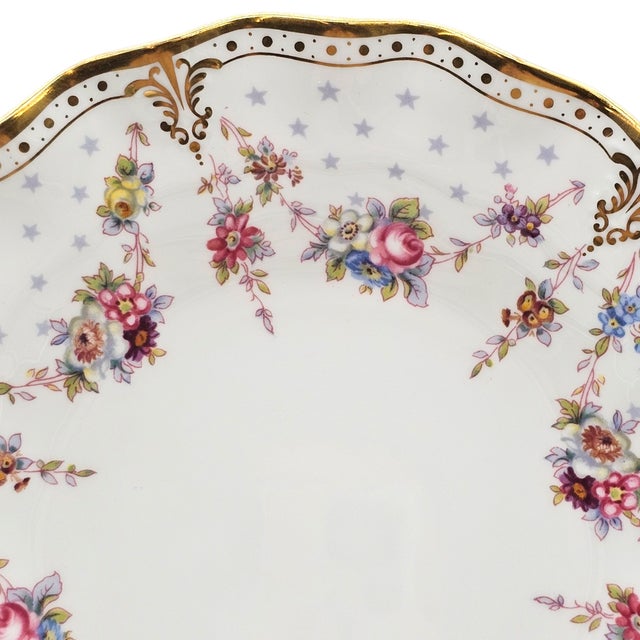Ceramic Royal Crown Derby “Royal Antoinette” Bone China Salad Plate – Hand Gilded English Porcelain 8" For Sale - Image 7 of 11