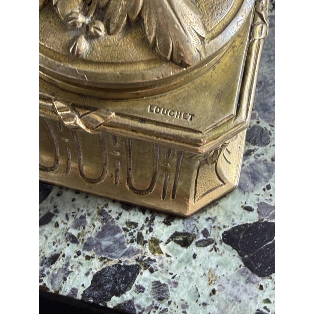 Art Nouveau French Gilt Bronze and Marble Inkwell by Louchet, Paris, 1900 For Sale - Image 5 of 13