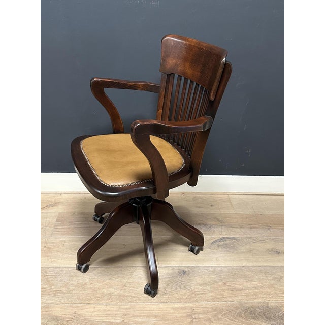 Wood Swivel Desk Chair, 1990s For Sale - Image 7 of 8