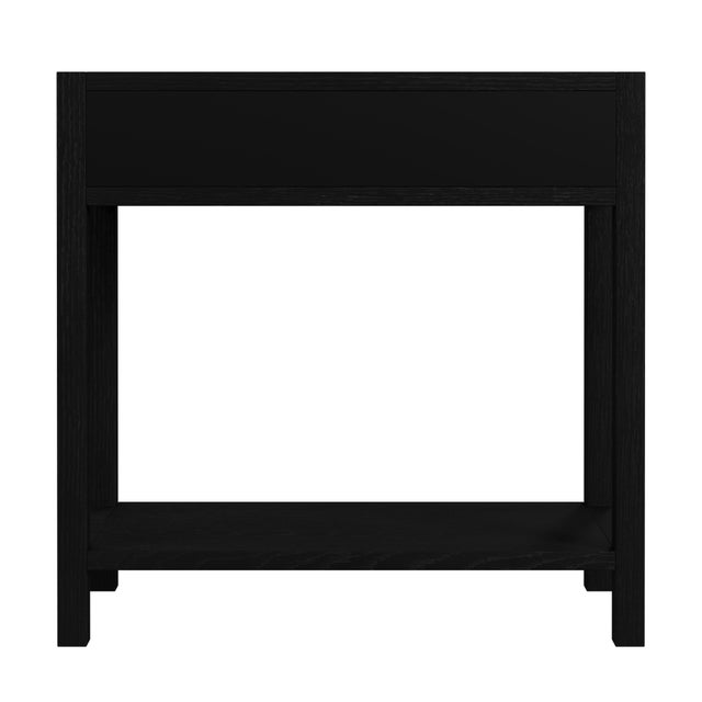 Lark 30 in W Rectangular Wood 1Drawer Nightstand with Lower Open Shelf, Washed Black For Sale In Chicago - Image 6 of 8