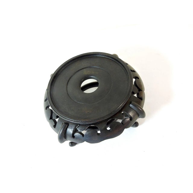 1980's Vintage Hong Kong Chinese Dark Brown Rosewood Display Stand or Pedestal 4.75" For Sale - Image 4 of 5