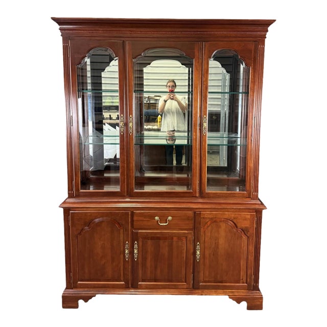 Vintage Ethan Allen Georgian Court Solid Cherry China Cabinet or Buffet For Sale