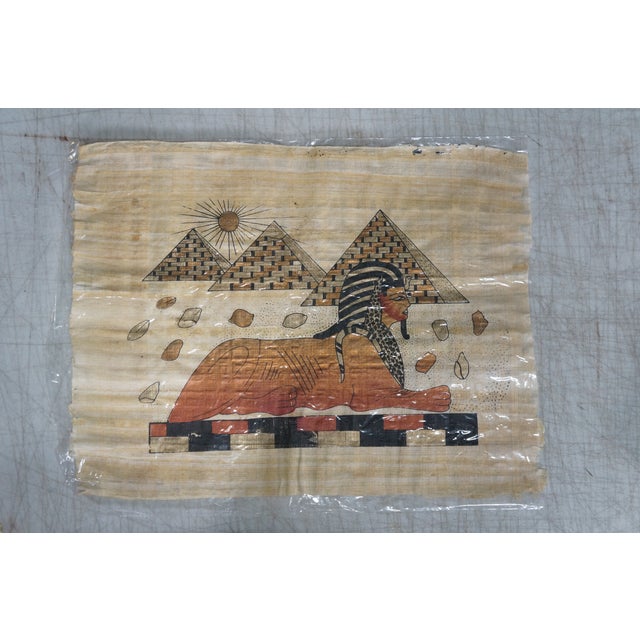 Late 20th Century Late 20th Century Vintage Egyptian Revival Mythical Souvenir Papyrus Painting Art - Set of 18 For Sale - Image 5 of 18