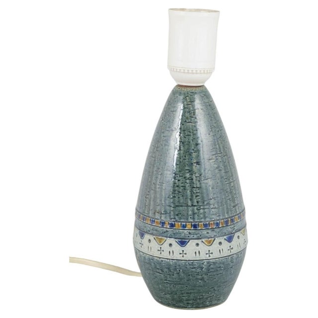 1970s Green Glazed Textured Stoneware Table Lamp by Yngve Blixt for Höganäs, 1970s For Sale - Image 5 of 5