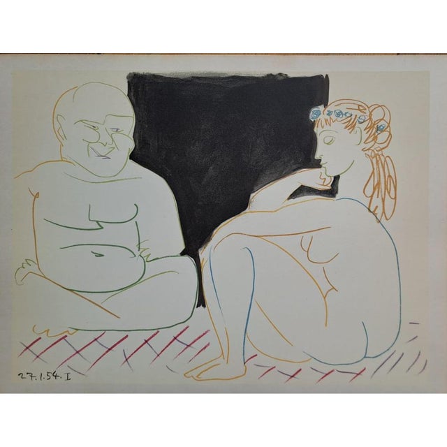 Pablo Picasso, The Sleeping Girl and the Wise Man, Nude, 1954, Lithograph For Sale - Image 4 of 4