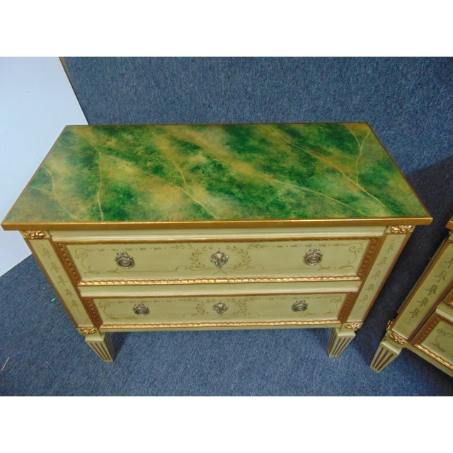 Louis XVI Style Faux Marble Paint Decorated Commodes - a Pair For Sale In Philadelphia - Image 6 of 10