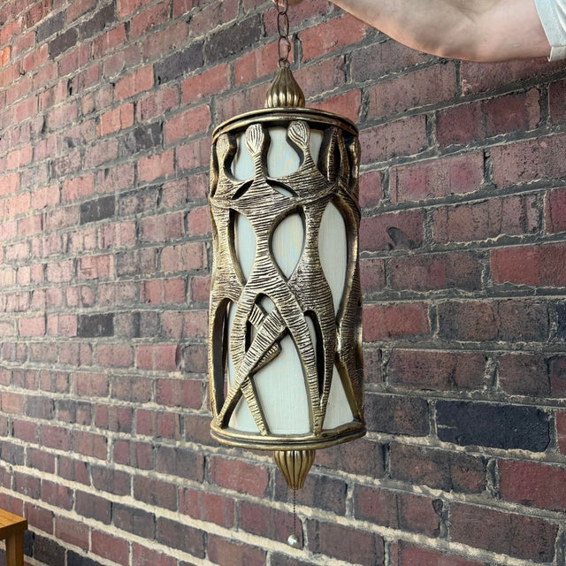 Hanging Swag Light Fixture Vintage Mid-Century Modern For Sale - Image 4 of 5
