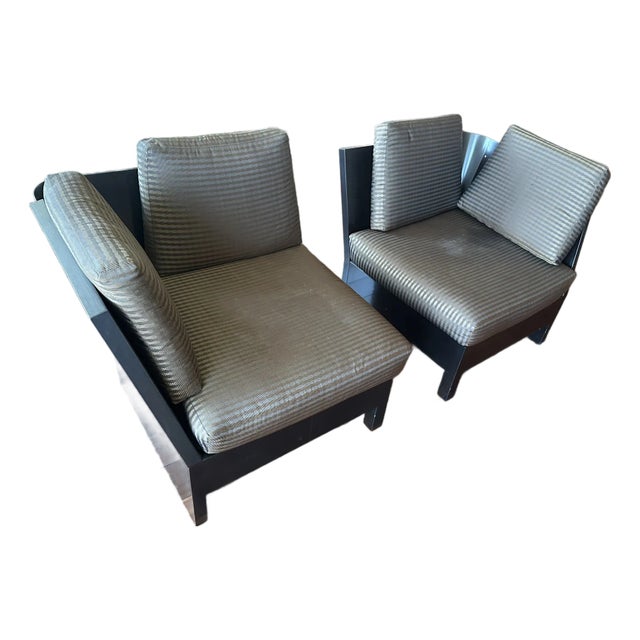 Contemporary Donghia Black and Gray Armchairs, a Pair For Sale