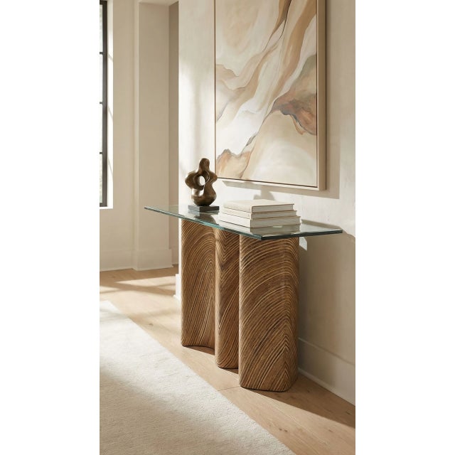 Contemporary Rattan Coconut Twig Zigzag Console Table - Oggetti For Sale - Image 3 of 3