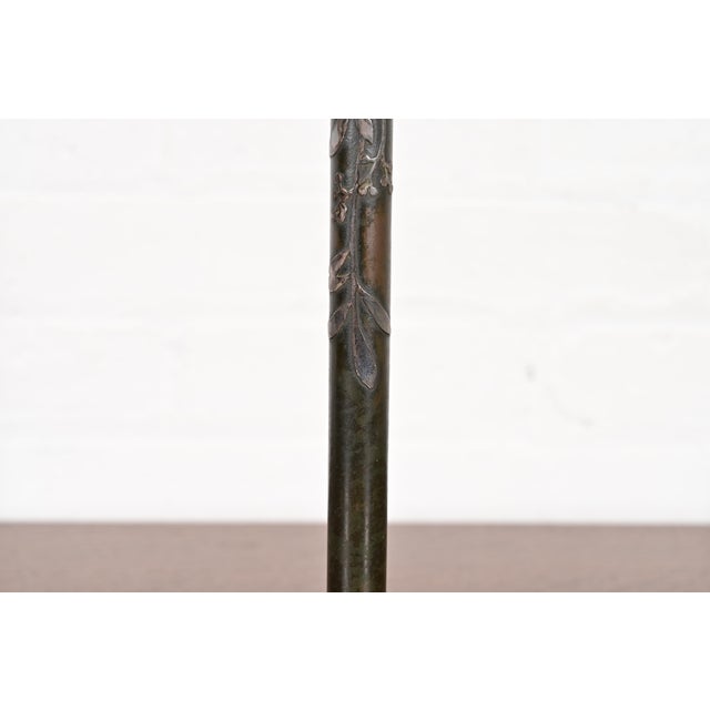 Metal Heintz Arts & Crafts Sterling Silver on Bronze Tall Bud Vase For Sale - Image 7 of 13