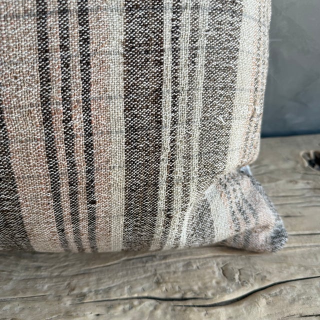 Vintage Turkish Hemp Rug Pillow 18" X 29" With Down Insert For Sale In Los Angeles - Image 6 of 6