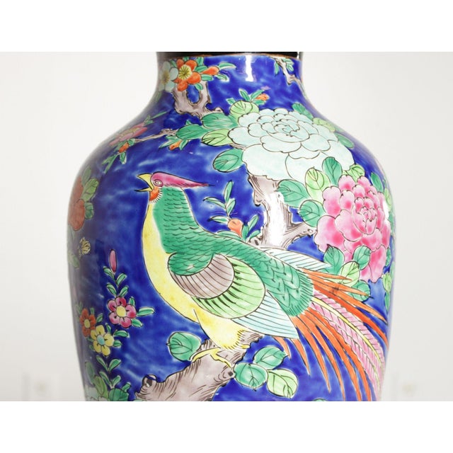 Asian Style Vintage Glazed Porcelain Table Lamp For Sale - Image 9 of 12