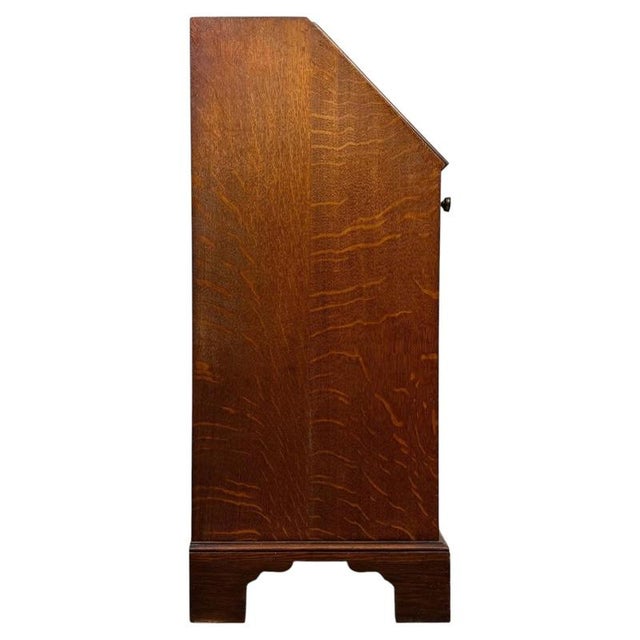 Brown Antique Early 20th Century English Edwardian Golden Oak Bureau For Sale - Image 8 of 14